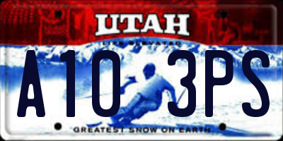 UT license plate A103PS