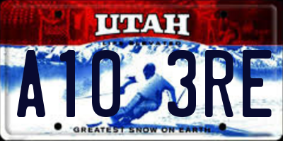 UT license plate A103RE