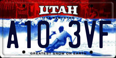 UT license plate A103VF