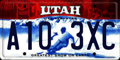 UT license plate A103XC