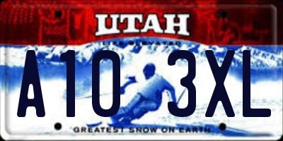 UT license plate A103XL