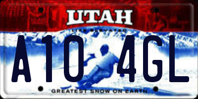 UT license plate A104GL