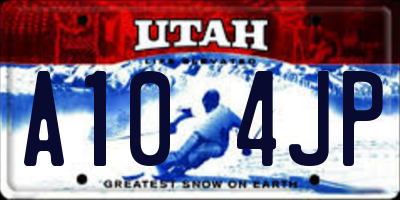 UT license plate A104JP