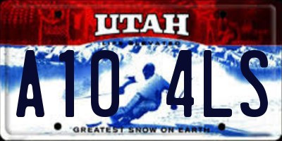 UT license plate A104LS