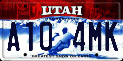 UT license plate A104MK