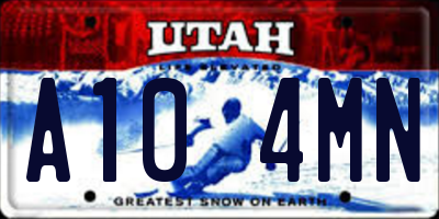 UT license plate A104MN