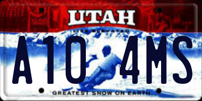 UT license plate A104MS