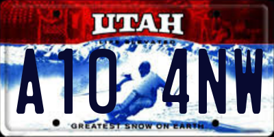 UT license plate A104NW