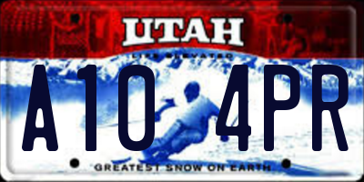UT license plate A104PR