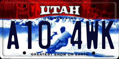 UT license plate A104WK