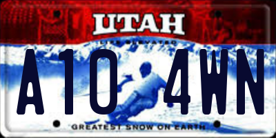 UT license plate A104WN