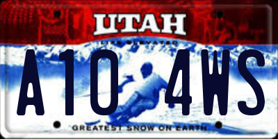 UT license plate A104WS