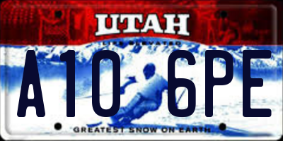 UT license plate A106PE