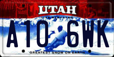 UT license plate A106WK