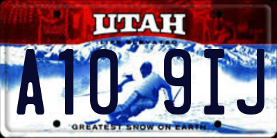 UT license plate A109IJ