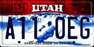 UT license plate A110EG