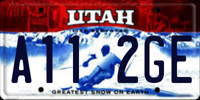 UT license plate A112GE