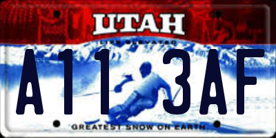 UT license plate A113AF