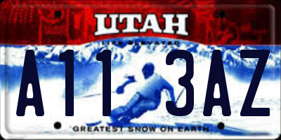 UT license plate A113AZ