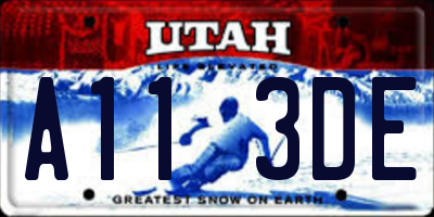 UT license plate A113DE