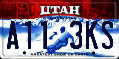 UT license plate A113KS