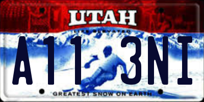UT license plate A113NI