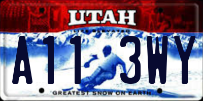 UT license plate A113WY