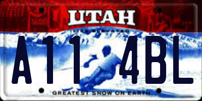 UT license plate A114BL