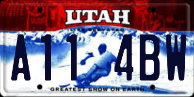 UT license plate A114BW