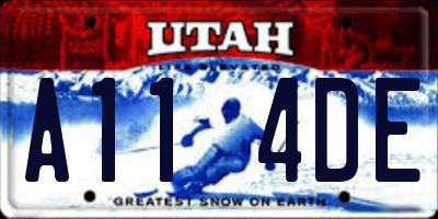 UT license plate A114DE