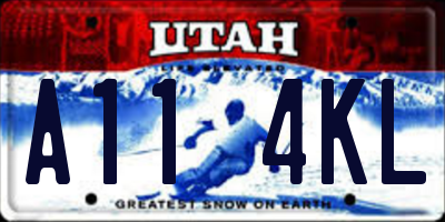 UT license plate A114KL