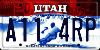 UT license plate A114RP