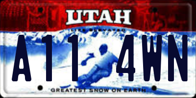 UT license plate A114WN