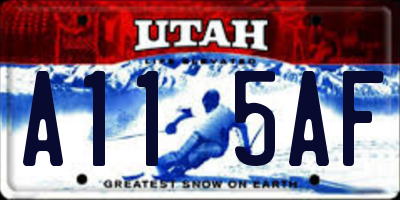 UT license plate A115AF