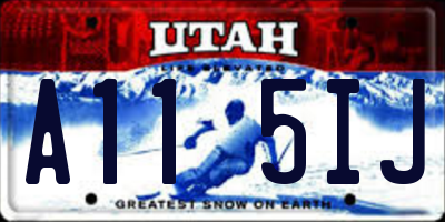 UT license plate A115IJ