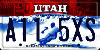 UT license plate A115XS