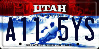 UT license plate A115YS