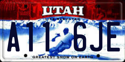 UT license plate A116JE