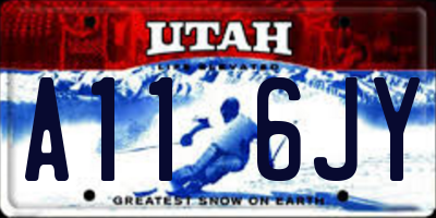UT license plate A116JY