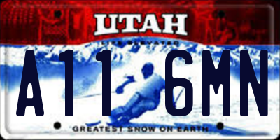 UT license plate A116MN