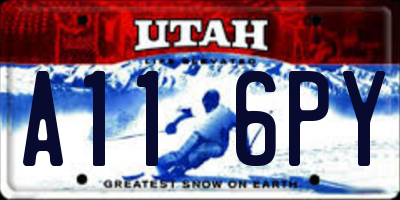 UT license plate A116PY