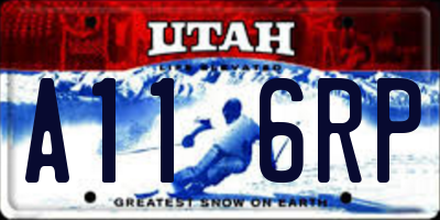 UT license plate A116RP