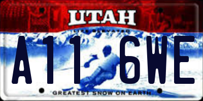 UT license plate A116WE