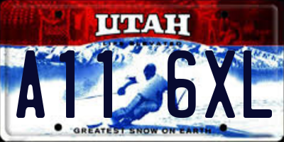 UT license plate A116XL