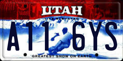 UT license plate A116YS