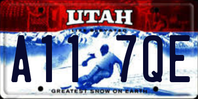 UT license plate A117QE