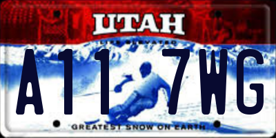 UT license plate A117WG
