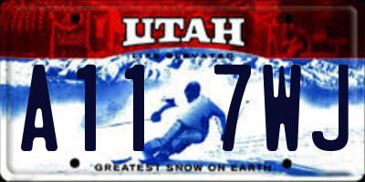 UT license plate A117WJ