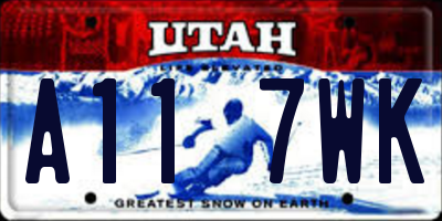 UT license plate A117WK
