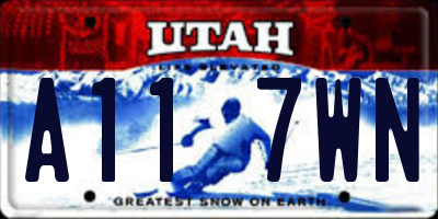 UT license plate A117WN